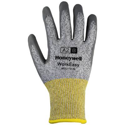 Rękawica robocza Honeywell, model WorkEasy, szara z żółtą mankietą, odpowiednia do prac o średnim obciążeniu.