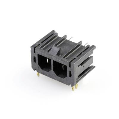 Czarny, prostokątny złącze z wieloma stykami, sfotografowany pod kątem. Odpowiedni do połączeń elektronicznych.