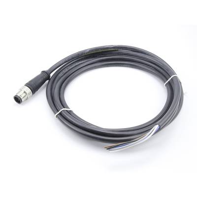 Czarny, długi kabel z okrągłym metalowym wtykiem po lewej stronie i odkrytymi przewodami po prawej stronie.