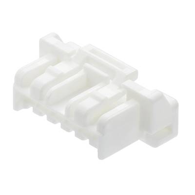 Biały, prostokątny element wykonany z tworzywa sztucznego z wieloma wycięciami i wypustkami, prawdopodobnie element łączący lub adapter.