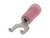 Różowy konektor kablowy w kształcie widelca, stosowany do połączeń elektrycznych.