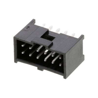 Czarny wtyk z tworzywa sztucznego z wieloma metalowymi stykami. Nadaje się do połączeń elektrycznych w urządzeniach elektronicznych.
