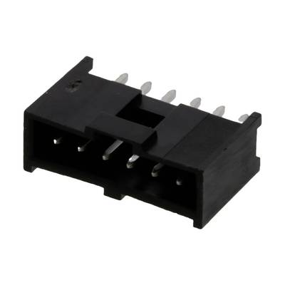 Czarny złącz z ośmioma metalowymi pinami, prawdopodobnie do zastosowań elektronicznych; prostokątny kształt.