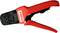 Czerwone szczypce zaciskowe firmy 'molex', przeznaczone specjalnie do połączeń kablowych.