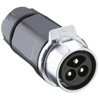 Trójbiegunowy wtyk z obudową metalowo-plastikową, oznaczony na górze literą 'L', odpowiedni do złączy elektromobilności.