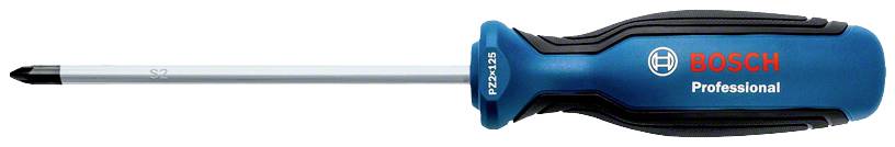 Niebieski wkrętak krzyżowy z ergonomicznym uchwytem, marki Bosch Professional, na białym tle.