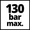 Napis '130 bar maks.' wydrukowany pogrubioną czcionką na białym tle. Wskaźnik maksymalnego ciśnienia.