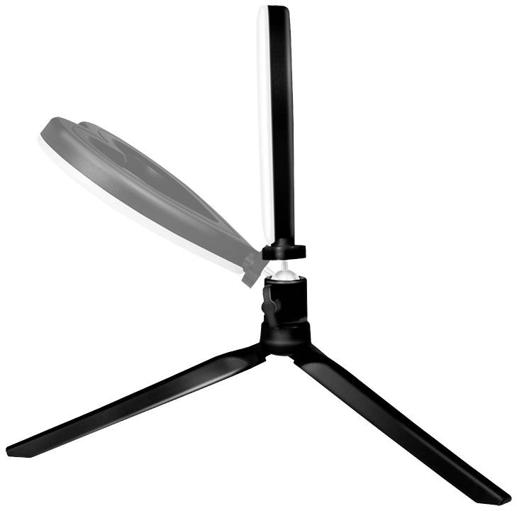 Składany, trójnożny statyw stołowy z regulowanymi nogami.