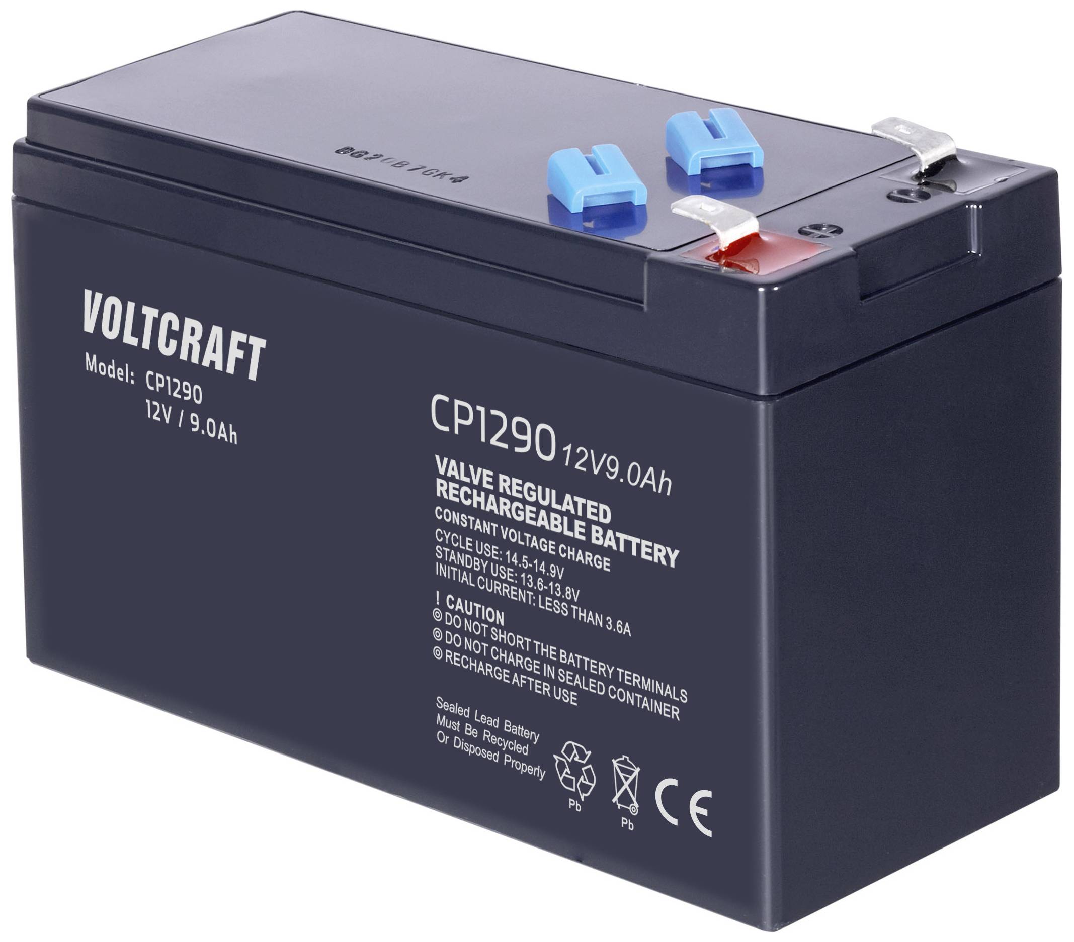 Акумулятор свинцевий VOLTCRAFT CE12V/9Ah VC-12668685, AGM, 12 В, 9 Ач