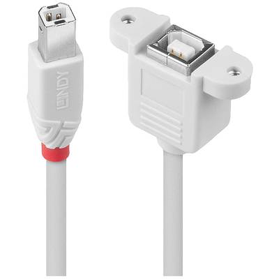 Szary kabel FireWire z 6-pinową wtyczką po lewej stronie i zdejmowalnym gniazdem po prawej stronie, oba oznaczone logo Lindy.