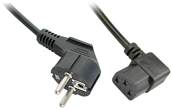 kabel zasilający IEC, uziemiające LINDY Lindy - Stromkabel - CEE 7/7 (M) bis IEC 60320 C13 gewinkelt 30302, 3.00 m, 1 szt.