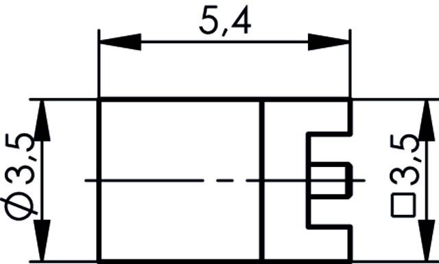 Rysunek techniczny cylindra z wymiarami: średnica 3,5, długość 5,4, z prostokątnym wycięciem po prawej stronie.