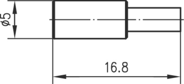 Rysunek techniczny sworznia cylindrycznego o średnicy 5 mm i długości 16,8 mm.
