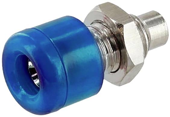 Złączka metalowa z niebieską powłoką z tworzywa sztucznego, odpowiednia do zastosowań pneumatycznych.