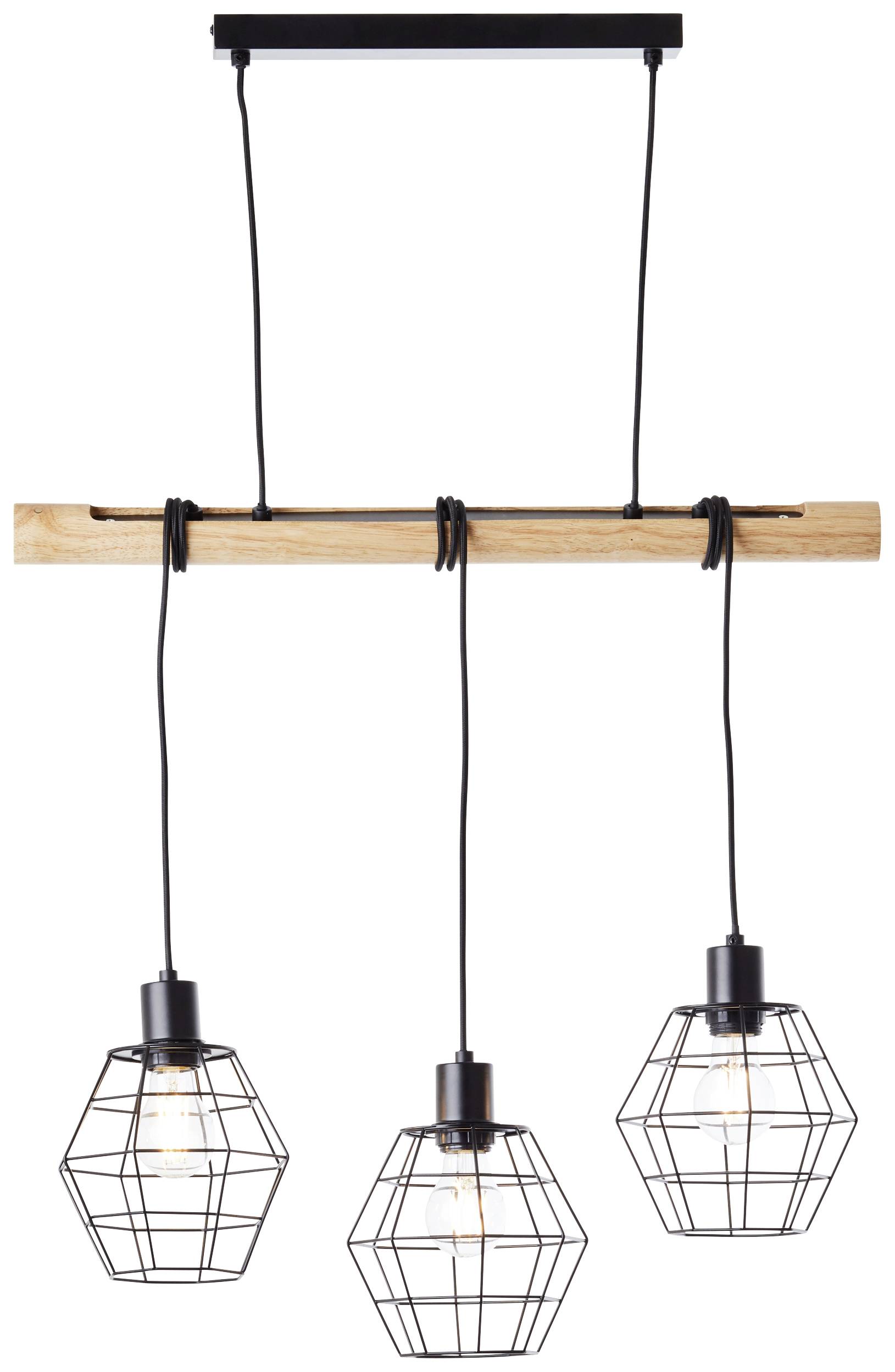 Brilliant Ottawa 99606/76 Lampa sufitowa, podwieszana E-27 drewno (matowe), czarny