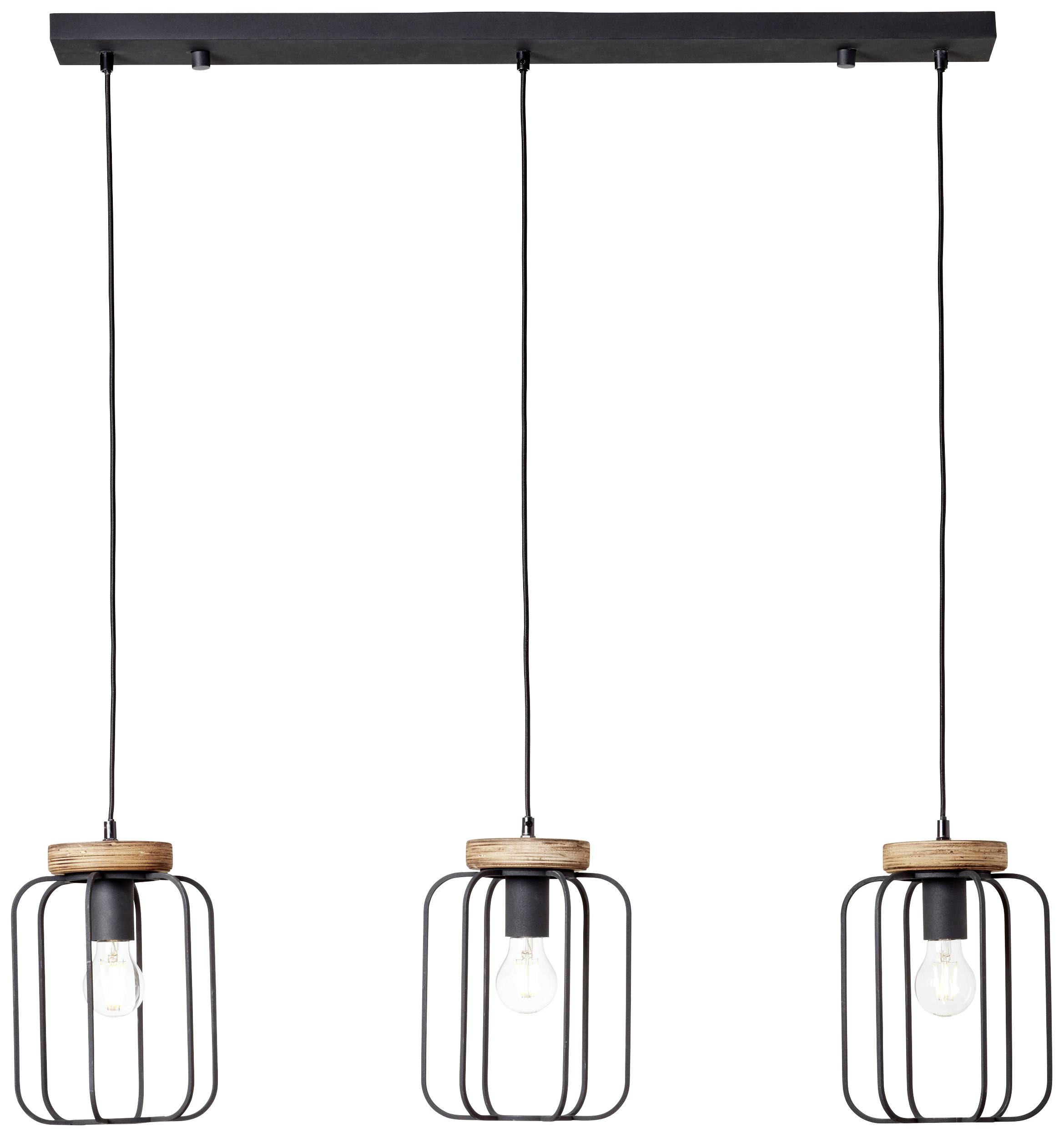 Brilliant Tosh 99503/66 Lampa sufitowa, podwieszana E-27 drewno (ciemny), czarny (korund)