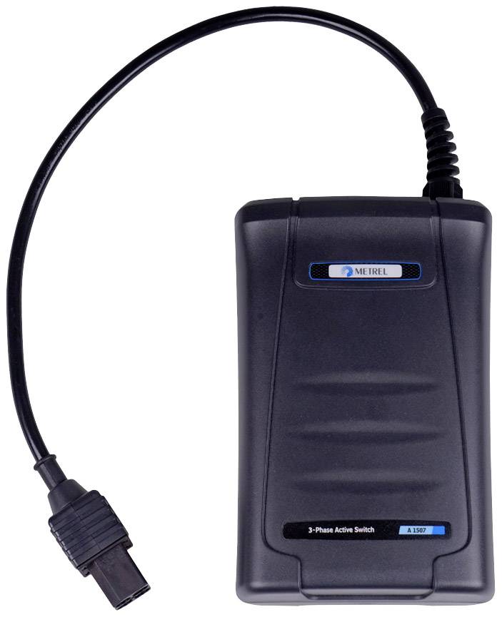 Trójfazowy przełącznik z kablem przyłączeniowym, oznaczony logo firmy.