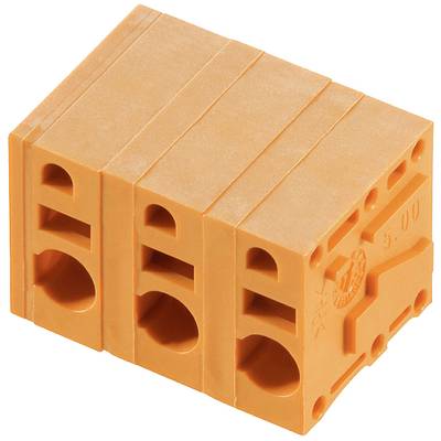 Pomarańczowy, modularny blok złącza z wieloma stykami, stosowany w zastosowaniach elektrycznych.