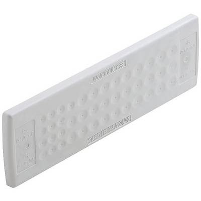 Biała, prostokątna płytka przykrywająca z wieloma małymi, okrągłymi wypustkami, używana do przeprowadzania kabli w urządzeniach elektronicznych.