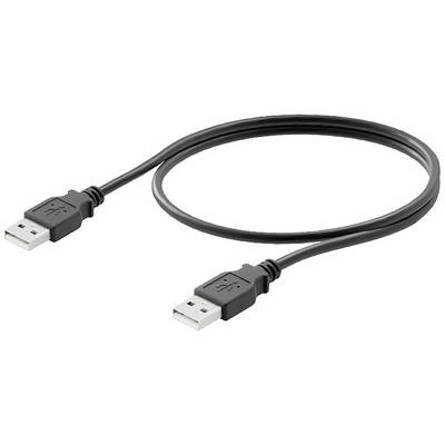 Czarny kabel USB z dwoma wtyczkami USB-A na obu końcach, na białym tle.