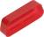Czerwona, prostokątna gumowa osłona o zaokrąglonych krawędziach z dwoma wewnętrznymi szczerbami, stosowana w celach ochronnych lub izolacyjnych.