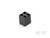 Czarny element konstrukcyjny w kształcie sześcianu z czterema prostokątnymi otworami na górnej powierzchni, zaokrąglonymi krawędziami oraz stykami elektrycznymi od spodu.