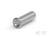 Cylindryczny złącznik metalowy, w kolorze srebrnym, na białym tle.