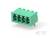 Zielony elektryczny złącz z czterema stykami w prostokątnej obudowie, na którym widnieje logo 'TE'.