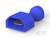 Niebieski elektryczny złącz wtykowy z prostokątnym otworem i zaokrągloną nasadką, odpowiedni do połączeń kablowych w systemach elektrycznych.