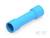 Niebieska, cylindryczna część plastikowa z szerszym i węższym otworem, prawdopodobnie złączka rurowa.