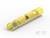 Przezroczysty, żółty złącz przewodu z zintegrowanym elementem metalowym, prawdopodobnie złączem elektrycznym, na białym tle.
