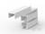 Biały, kształtem przypominający literę L profil z tworzywa sztucznego z dwoma poziomymi wycięciami, który może służyć jako element łączący lub pomoc montażowa.