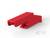 Czerwona, prostokątna część plastikowa na białym tle, prawdopodobnie element złącza elektronicznego.