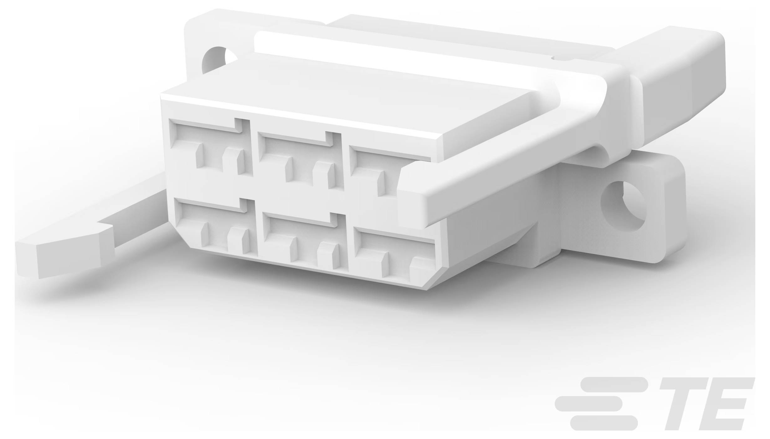 "Złączka SlimSeal Miniaturowa" - kompaktny biały złącznik elektryczny z wieloma szczelinami i funkcjami blokujące, stosowany do połączeń obwodowych.