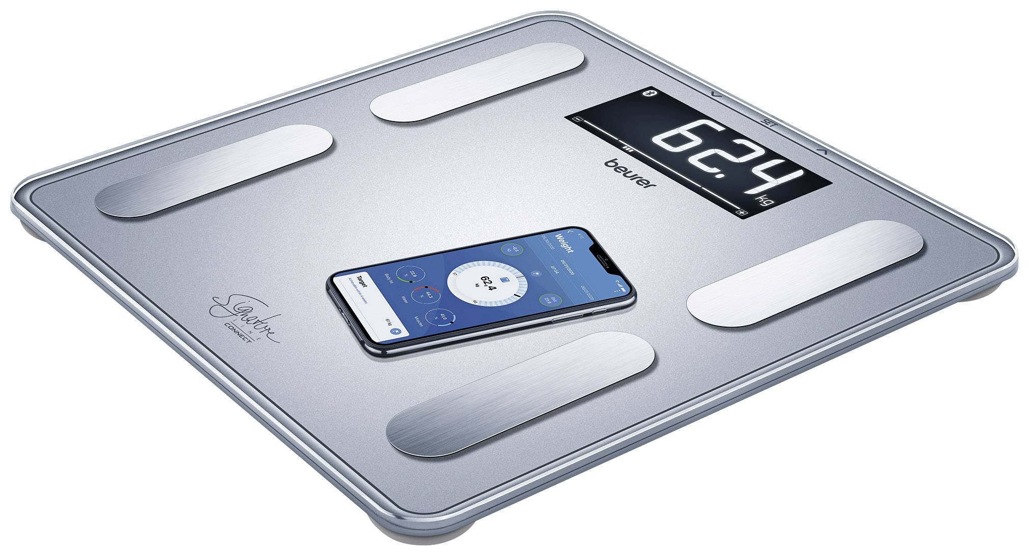 Цифрові ваги Beurer BF 405, 76006, максимальний діапазон вимірювання = 200 кг, білі, з Bluetooth