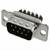 Metalowy wtyk D-Sub z 9 pinami, używany do połączeń szeregowych w sprzęcie komputerowym.
