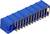 Niebieski plastikowy złącze elektryczne z licznymi metalowymi stykami, używane do łączenia elementów lub obwodów elektronicznych.