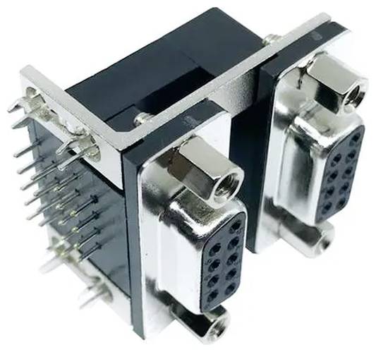 Niebieski wtyk backplane z wieloma złotymi stykami. Zaprojektowany do łączenia komponentów elektronicznych, zapewniający wydajny transfer sygnału.