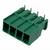 Zielony złącze wtykowe z czterema pinami, odpowiednie do połączeń elektronicznych; przedstawia rozmieszczenie i wysokość styków.