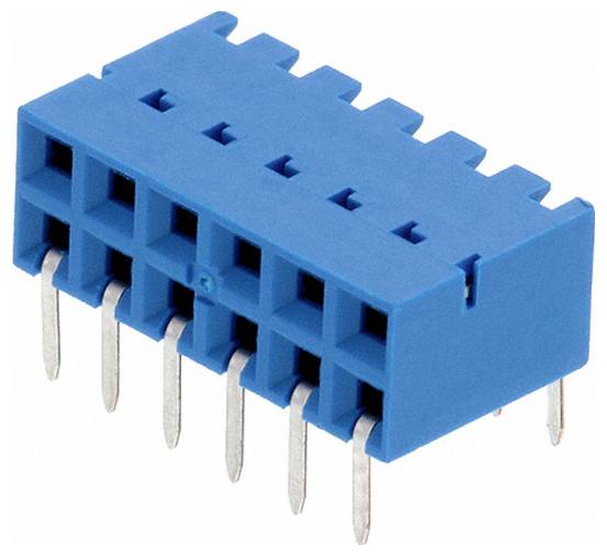 Niebieski przełącznik DIP z 10 pinami i ośmioma przełącznikami wahładłowymi, używany do konfiguracji ustawień w urządzeniach elektronicznych.