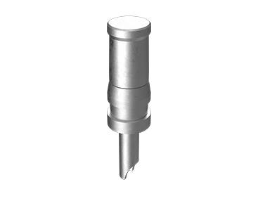 Metalowy zawór z okrągłą głowicą i cylindrycznym korpusem, odpowiedni do sterowania przepływem cieczy lub gazów.