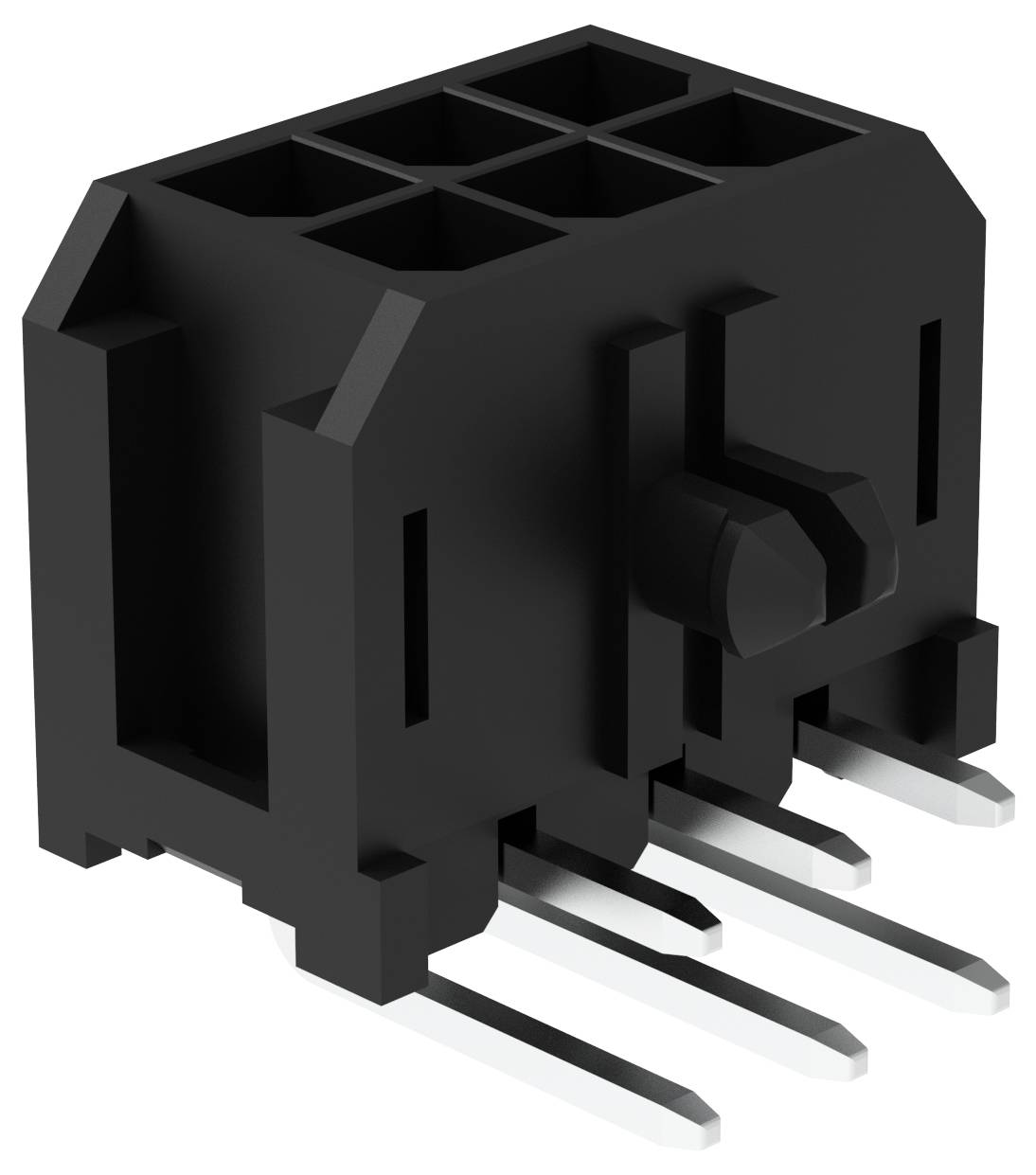 Czarny konektor gniazda 5-pinowego, wejście od góry, z otworami przelotowymi do montażu na płytce PCB, zaprojektowany do połączeń elementów elektronicznych.