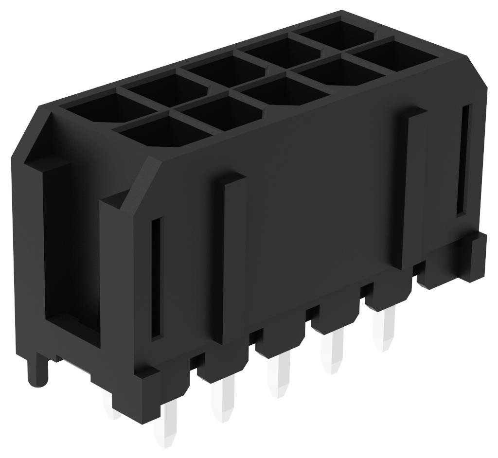 Czarny plastikowy złącznik elektryczny z wieloma złączami, służący do łączenia komponentów elektronicznych na płytce obwodu.