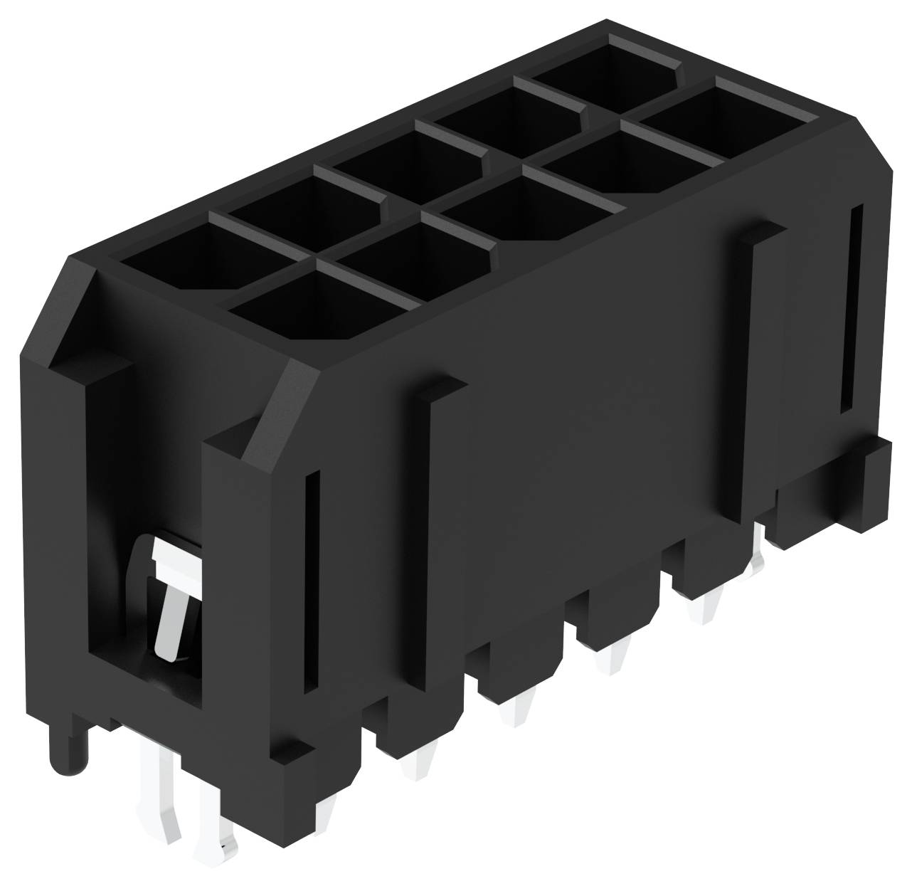 Niebieski i szary złącznik elektryczny z bezpiecznym mechanizmem blokady, oznaczony 'PBT-GF10', producent TE.