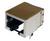 Prostokątne, metalowe złącze portu USB, otwarte z widocznymi stykami, gotowe do podłączenia w urządzeniu.