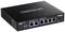 Czarny switch sieciowy TRENDnet z pięcioma portami Ethernet, model TEG-S762, na białym tle.