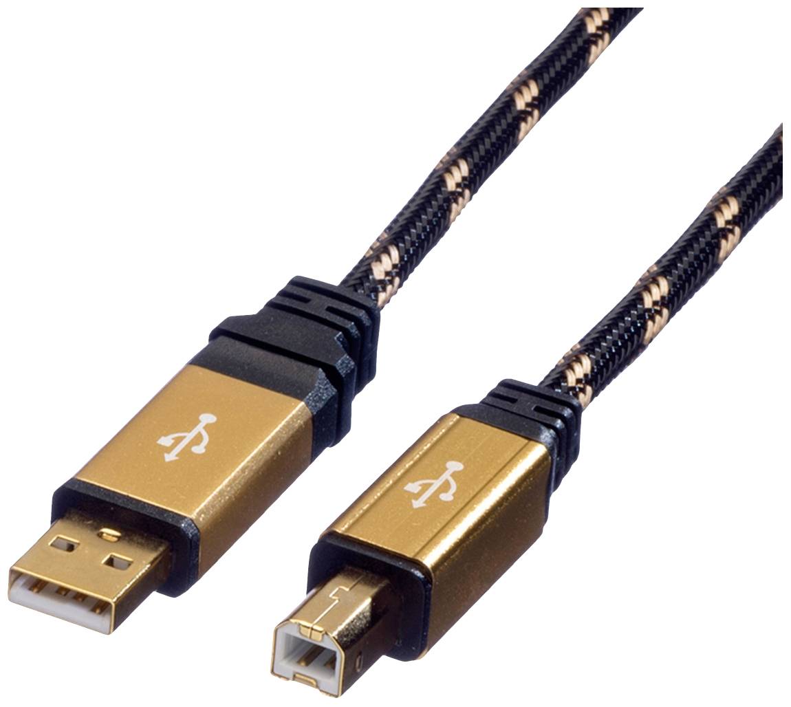 USB-кабель Roline USB 2.0 чоловічий USB-A, чоловічий USB-B 3.00 м, різнокольоровий, екранований 11.02.8803