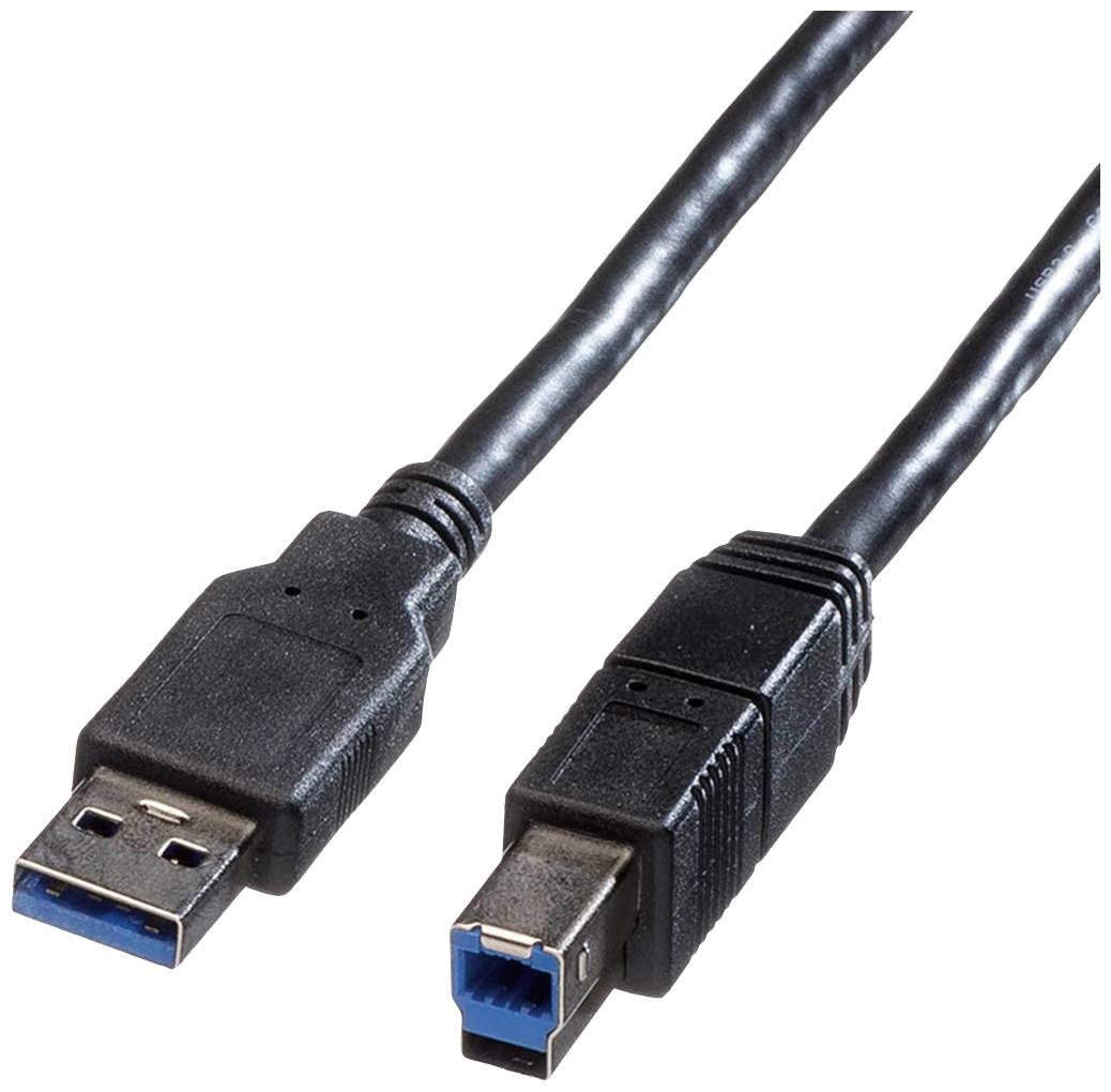 Roline USB Cable USB 3.2 Gen1 USB-A male, USB-B male 1.80 m black shielding 11.02.8870
