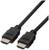 Czarny kabel HDMI z dwoma złączami, odpowiedni do łączenia urządzeń audio i wideo.