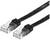 Czarny kabel Ethernet z dwoma wtyczkami RJ-45. Służy do łączenia urządzeń w sieci.